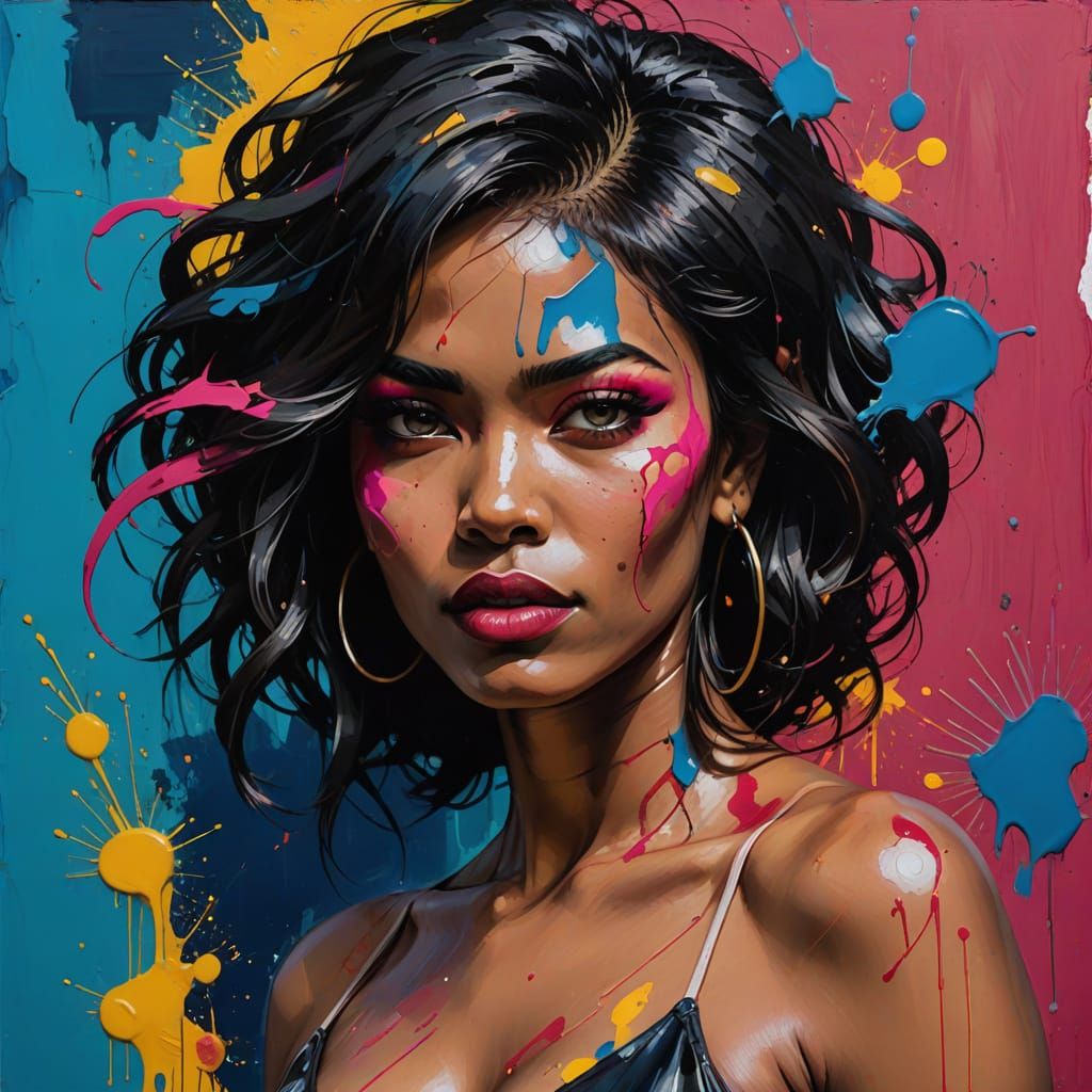 Abstract Expressionist Portrait in David Choe and Nielly Sty...