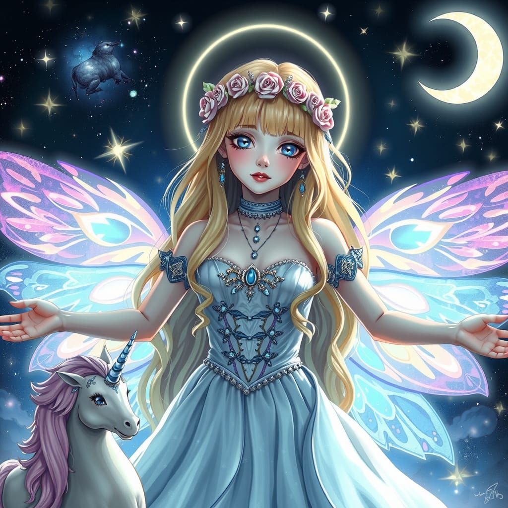 Goth Princess Unfolds Iridescent Butterfly Wings in Celestia...