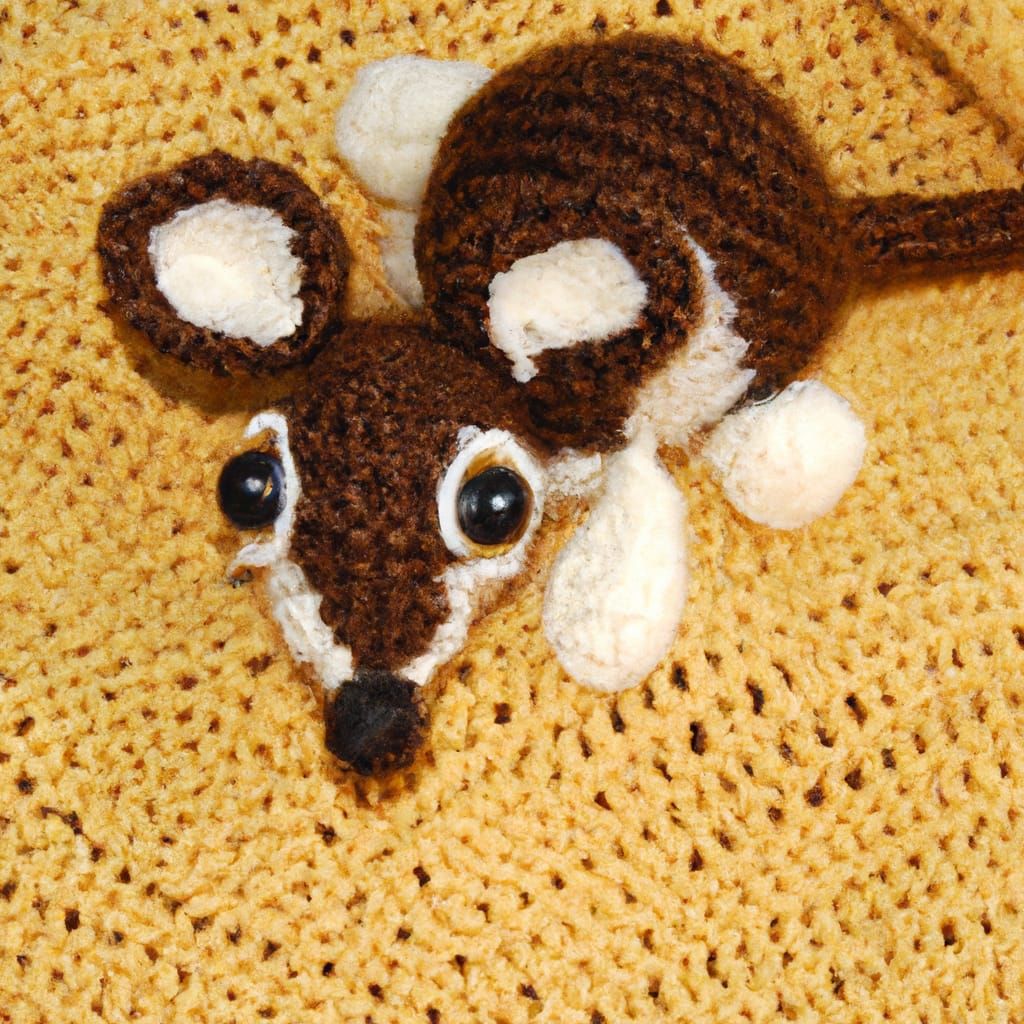 Realistic Knitted Sculpture of a Mocha Quoll