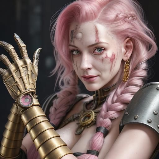 Artificer Woman with Prosthetic Arm: Maximalist Photoillustr...