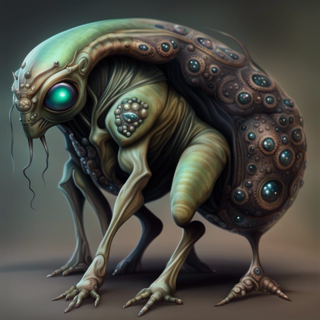 Realistic Alien with Six Eyes: Bug-Centaur Mix