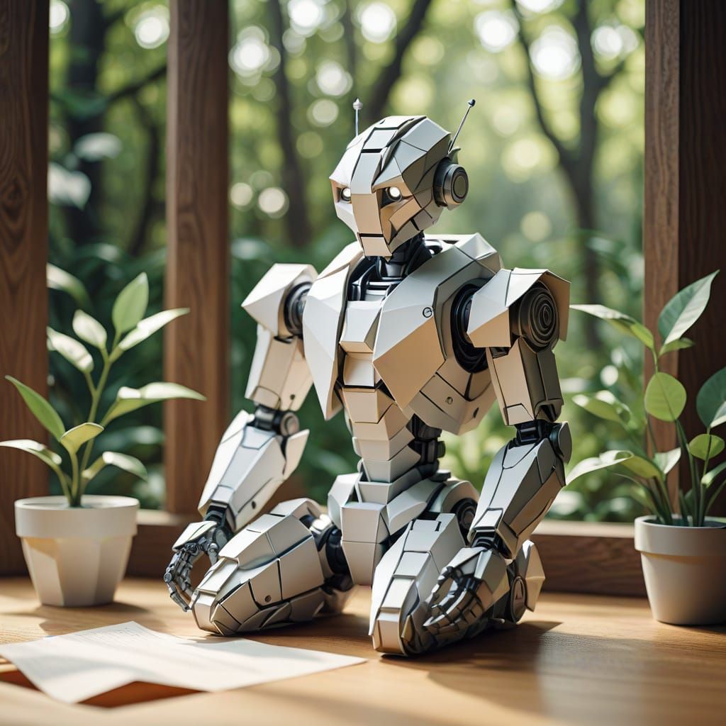 Tender Robot in Serene Origami Setting