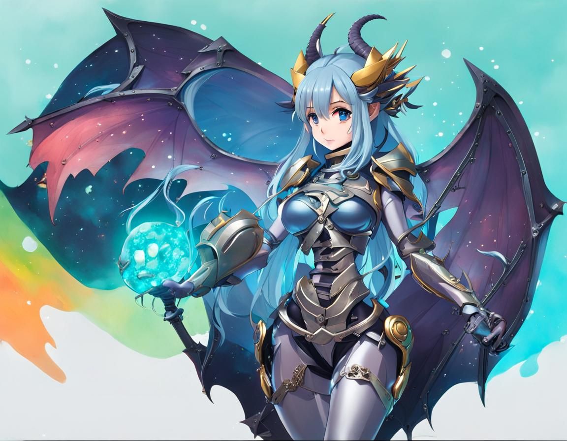 Rainbow Slime Chimera Girl with Metal Skeleton