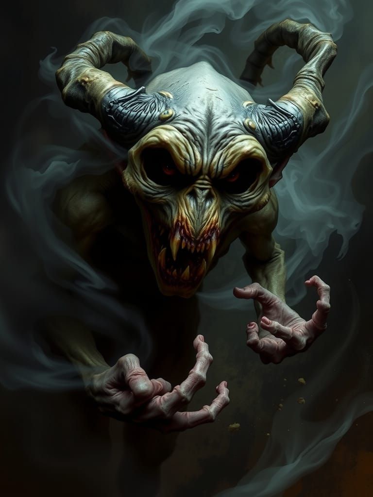 Dark Fantasy Imp in Turbulent Vortex