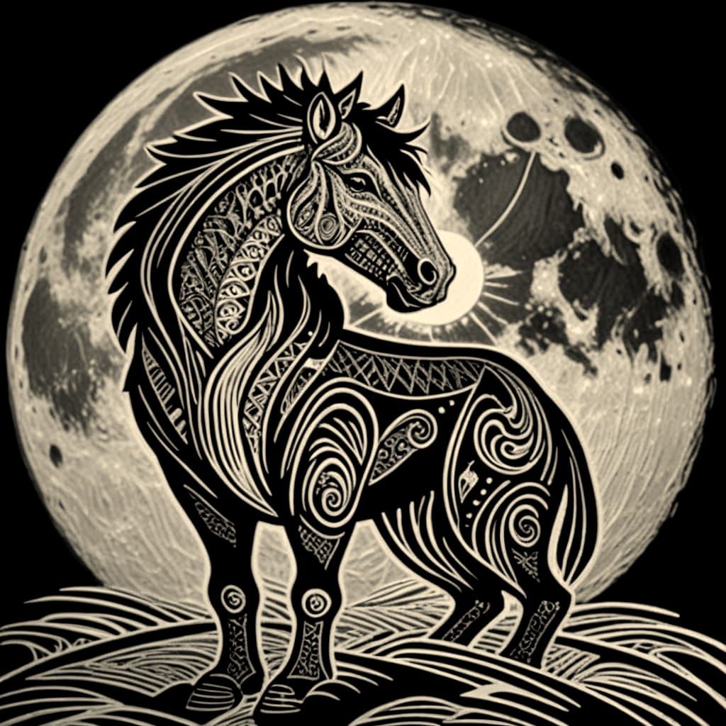 Majestic Full Moon in Hyperrealistic Art Nouveau Style