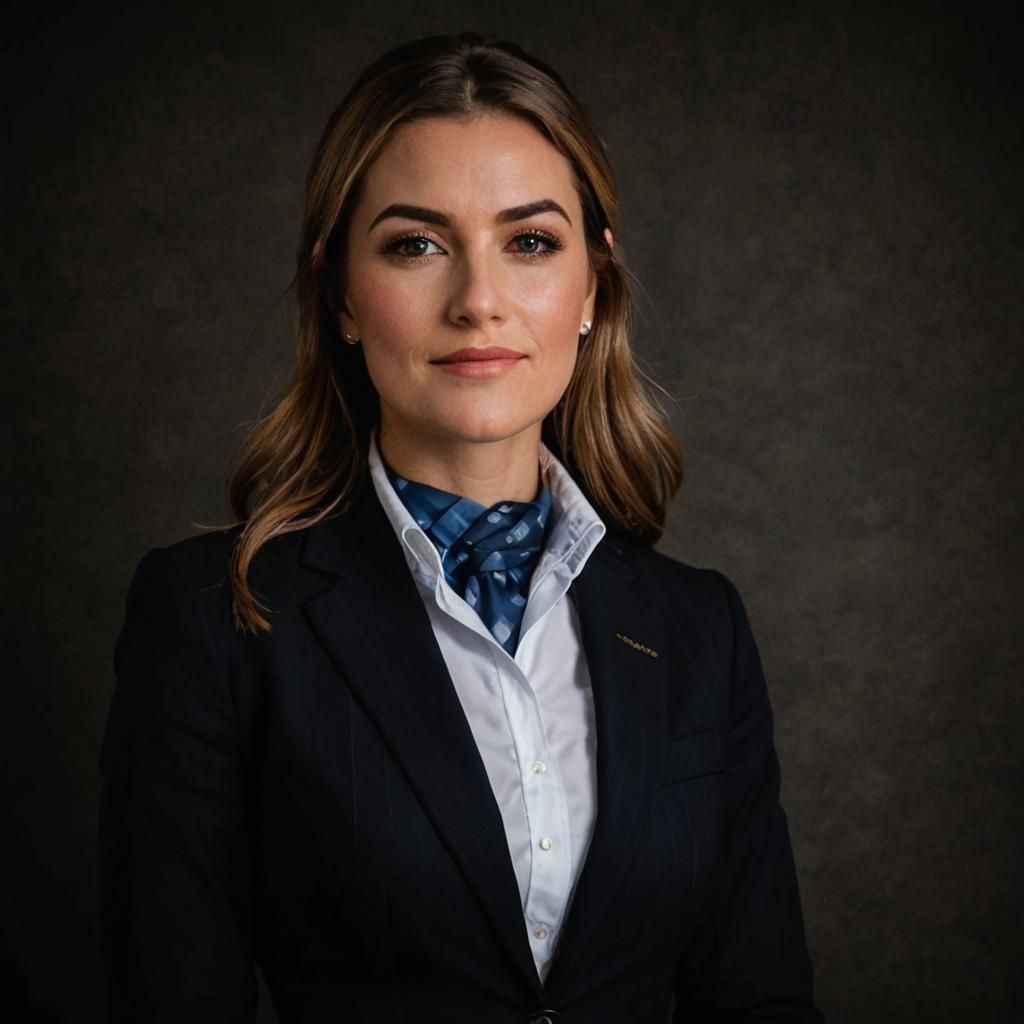 Classy Preppy Girl in Pinstripe Business Skirt Suit