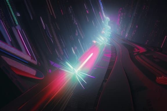 Neon Stars in Cyberpunk Cityscape