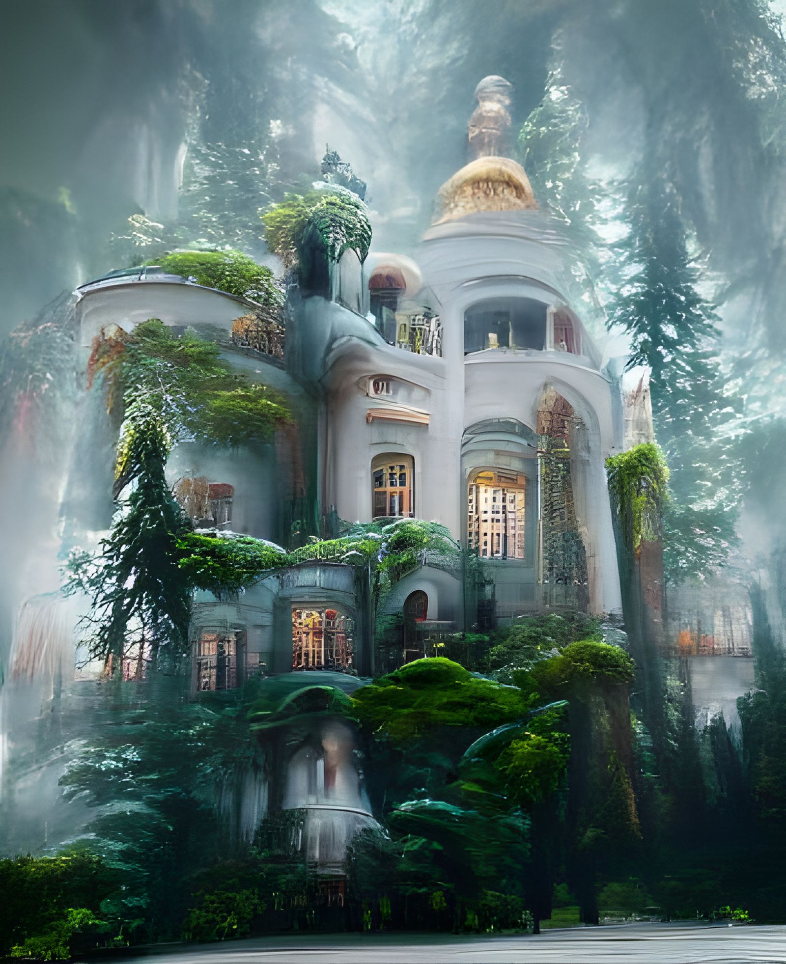 Forest Palace: Holographic Astral Illustration