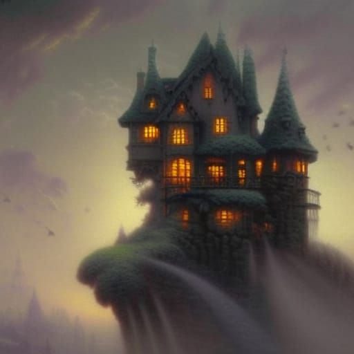 Flying Spider in Ethereal Fantasy Landscape