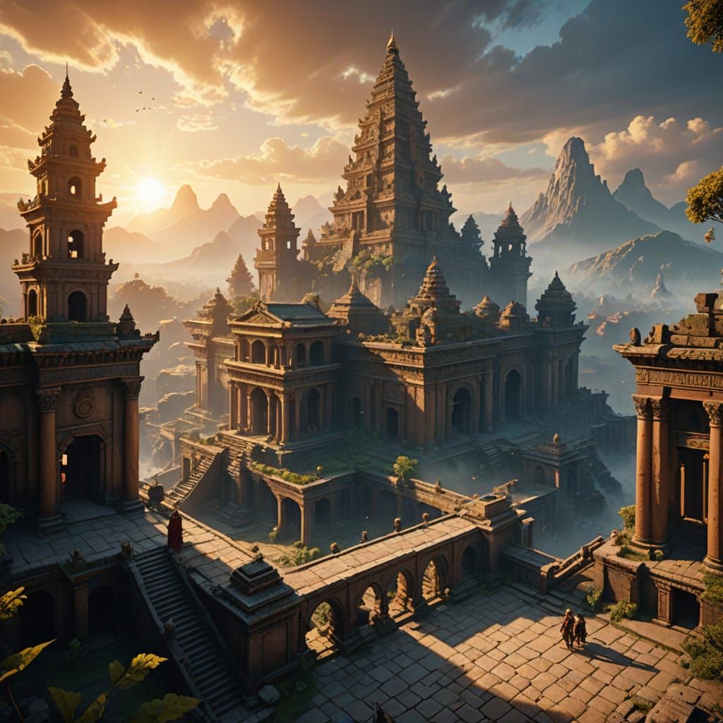 Majestic Ancient City with Leader in Digital Art