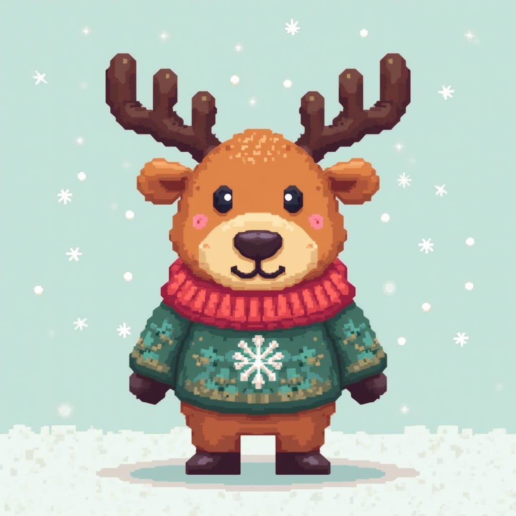 Hama Bead Elk Design in Pixel Art Style