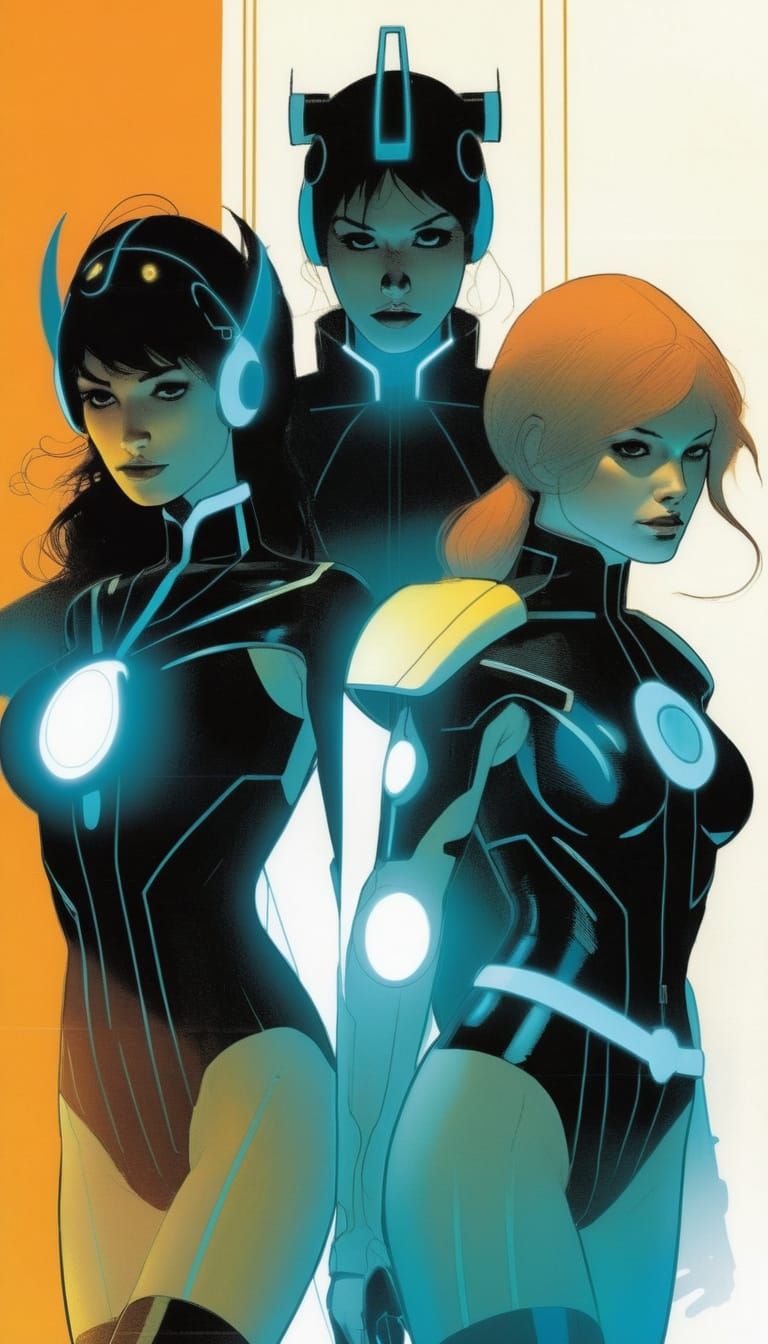 Tron Sirens in Comic Book Style
