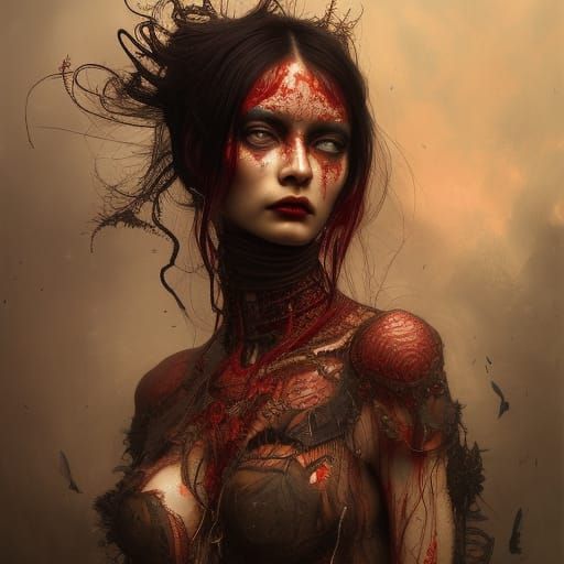 Elaborate Portrait of a Demonic Woman