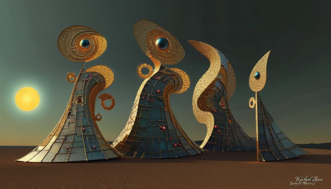 infinite curved space metalorganic architextual framework 3D  fractal chromoshadow surrealastic by artist "Rufino Tamayo...