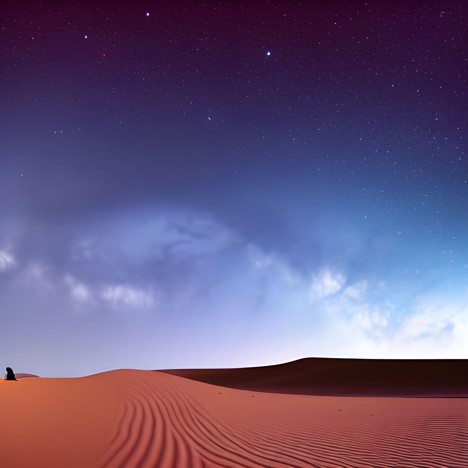 Desert Nomad Camp Under Starry Nebula Sky