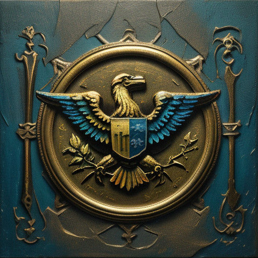 Ancient Iron Key in Double-Headed Eagle Form, Thick Impasto...