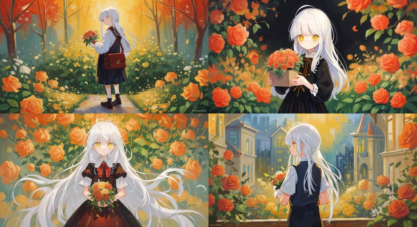 Boy with Roses: An Expressionist Oil Painting