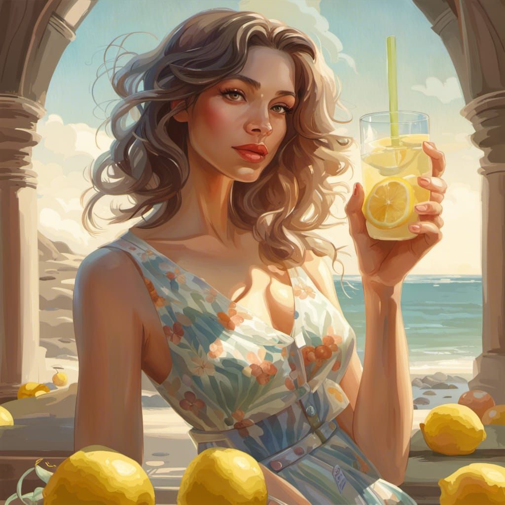 Chic Lady with Lemonade: Artgerm Style Portrait