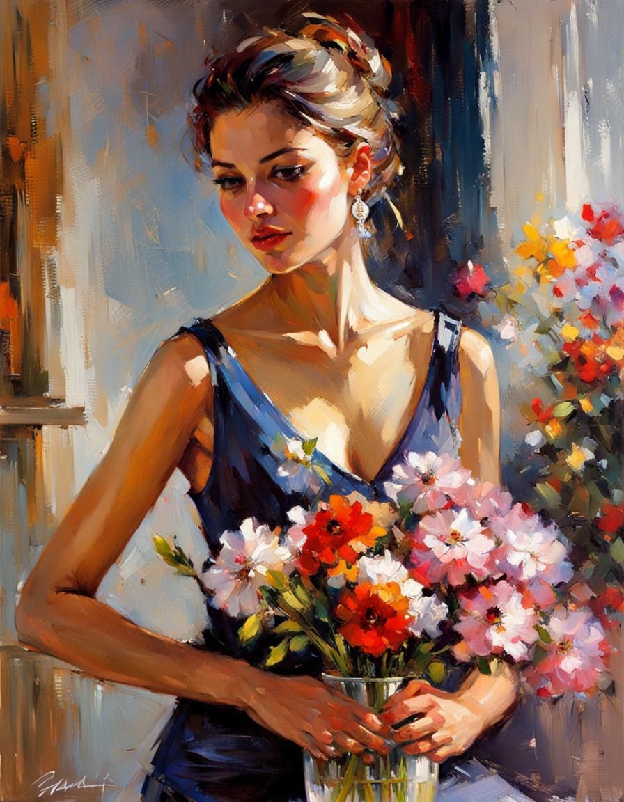 Elegant Floral Arrangement in Garmash Style