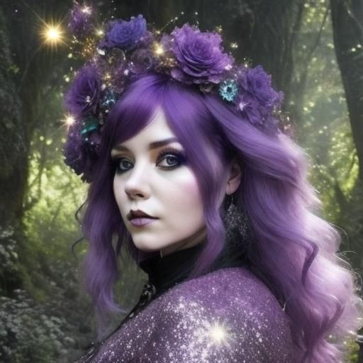 Glitter Goth Lady in Luminous Forest