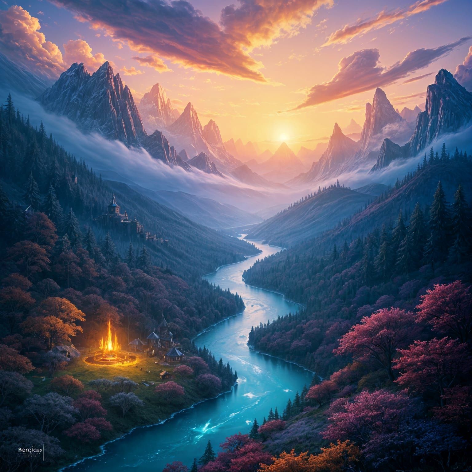 Surreal Fantasy Landscape in Deep Color and Intricate Detail