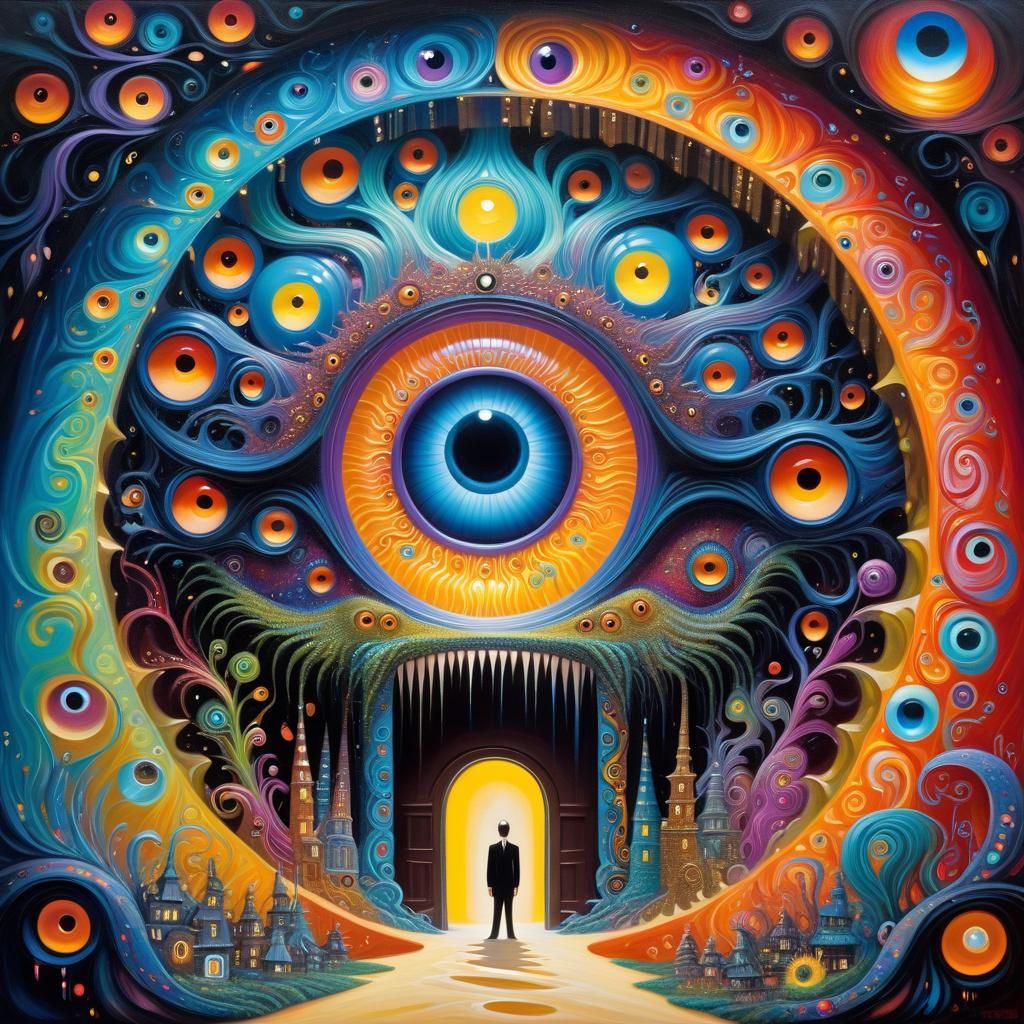 Psychedelic Monster Emerges from Magical Portal