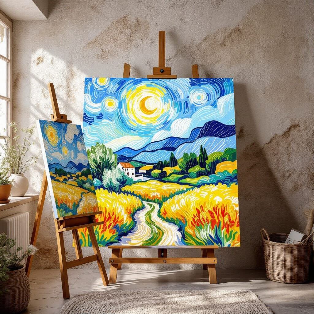 Painter's Easel in Post-Impressionist Style