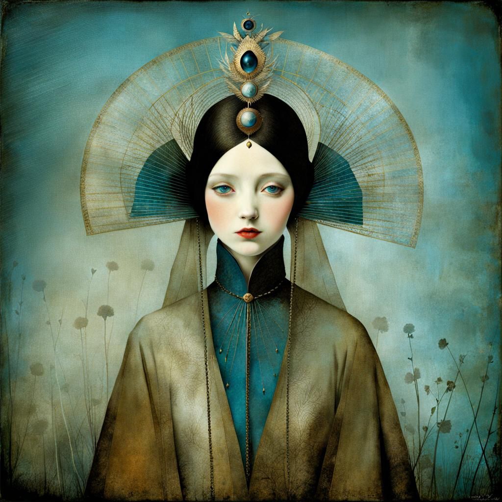 Dreamy Blue Togetherness Inspired by Digital Collage Art