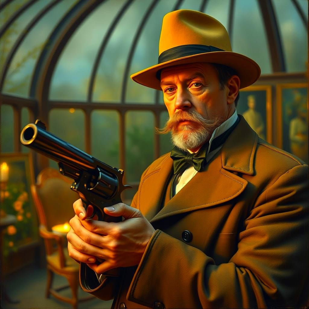 Mysterious Colonel in a Sunlit Conservatory