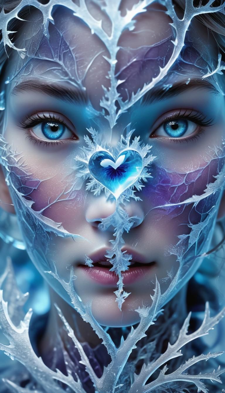 Icy Fractal Woman with a Frozen Heart