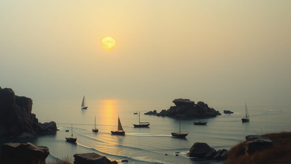 Marine Fantasy in Earth Tones as Oil Painting