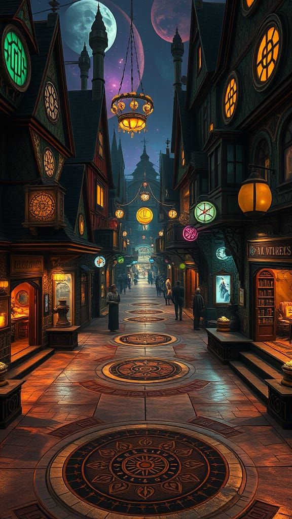 Cyberpunk Rural Village on a Liminal Planet