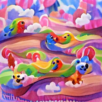 Puppy Birds in Candyland Wonderland