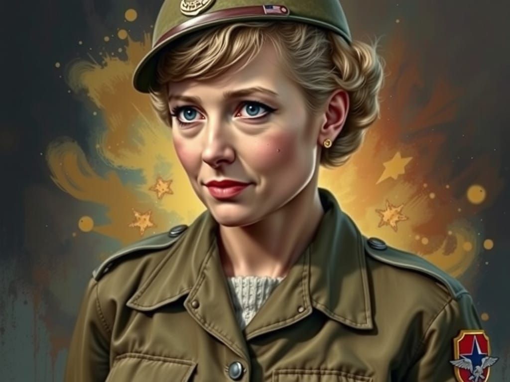 Woman in Khaki Uniform, Women's History, Photorealistic Port...