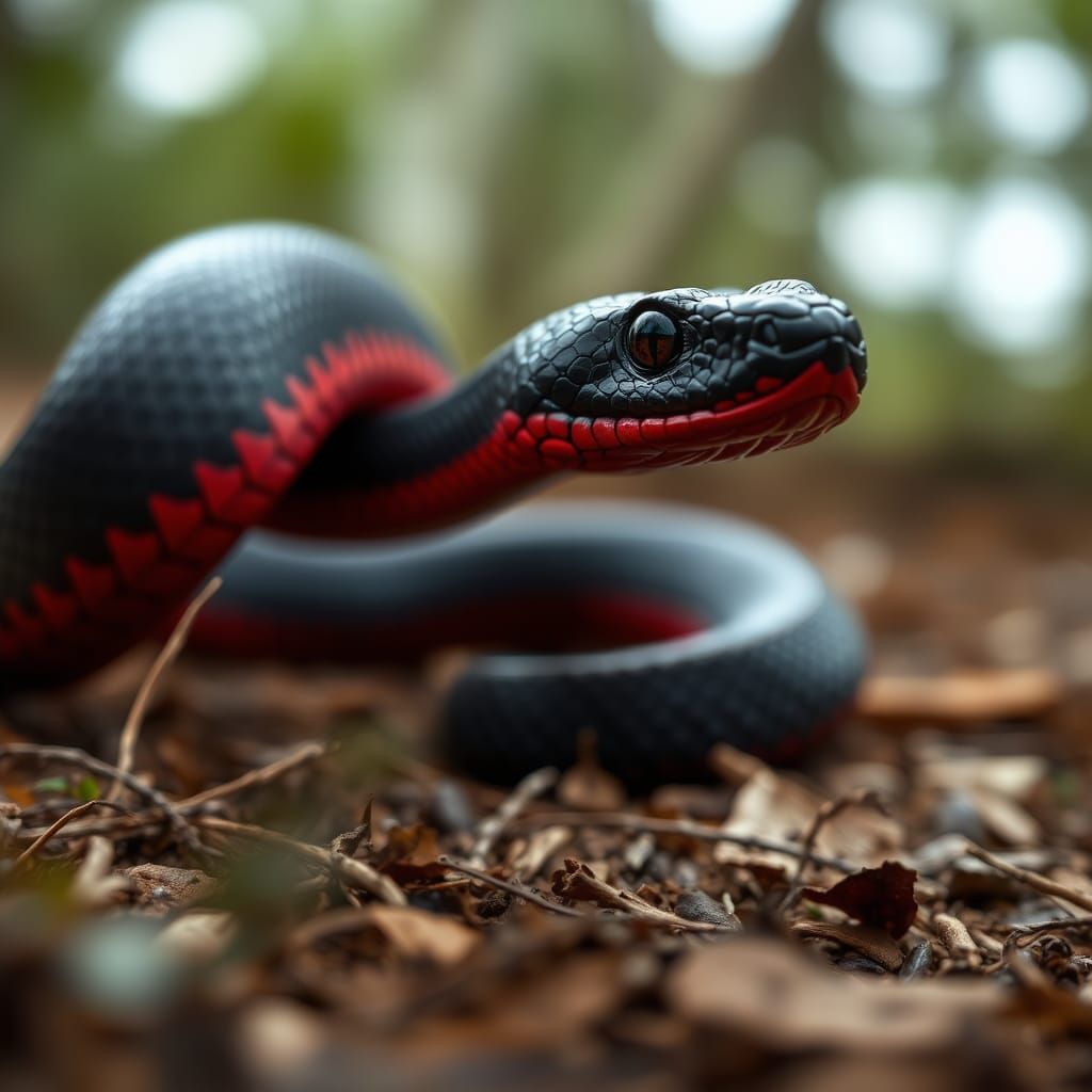 Red-Bellied Black Snake in Australian Bush