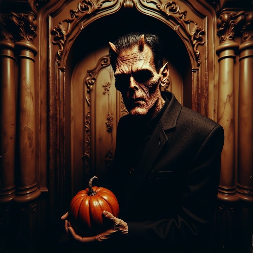 Frankenstein's Monster Trick-or-Treating at Ornate Mansion