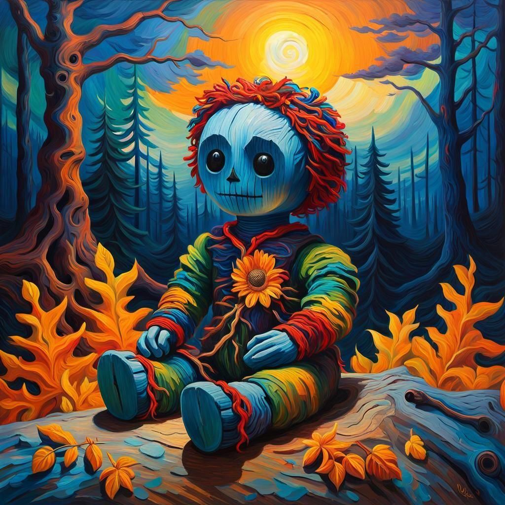 Rag Voodoo Doll in Van Gogh Impressionism Style
