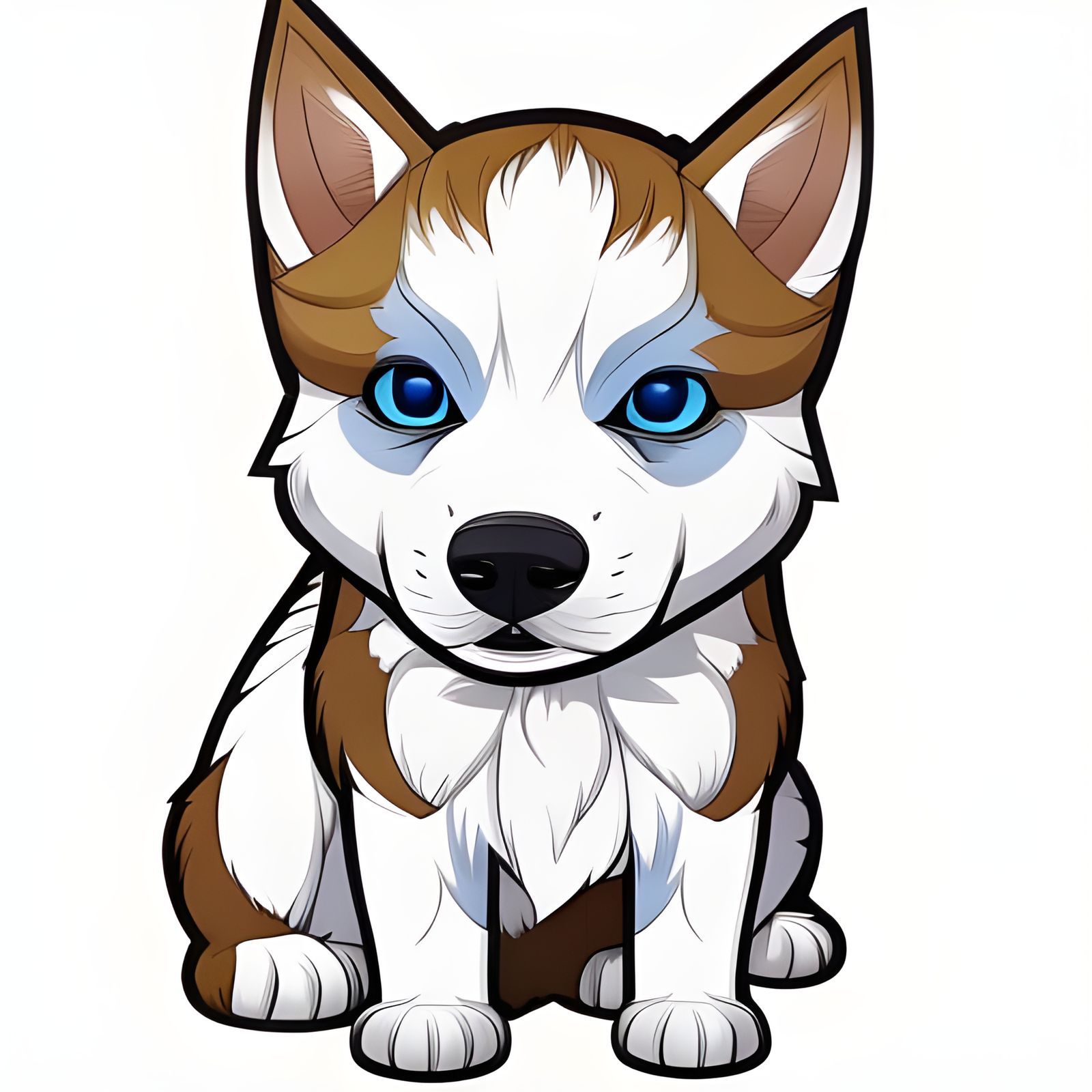Adorable Husky Puppy in Kawaii Anime Style