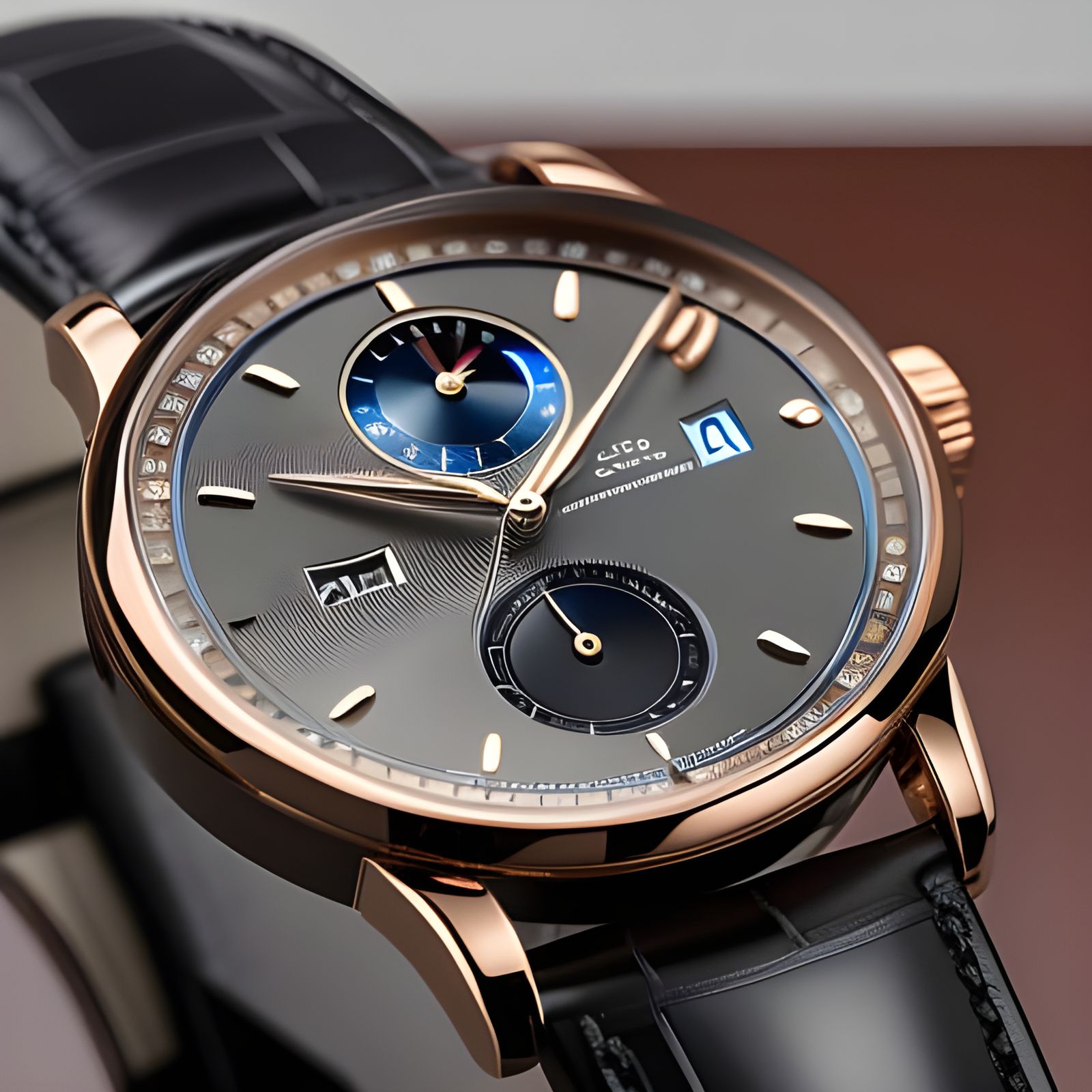 Luxury Tourbillion Chronograph Watch in Polished Rose Gold