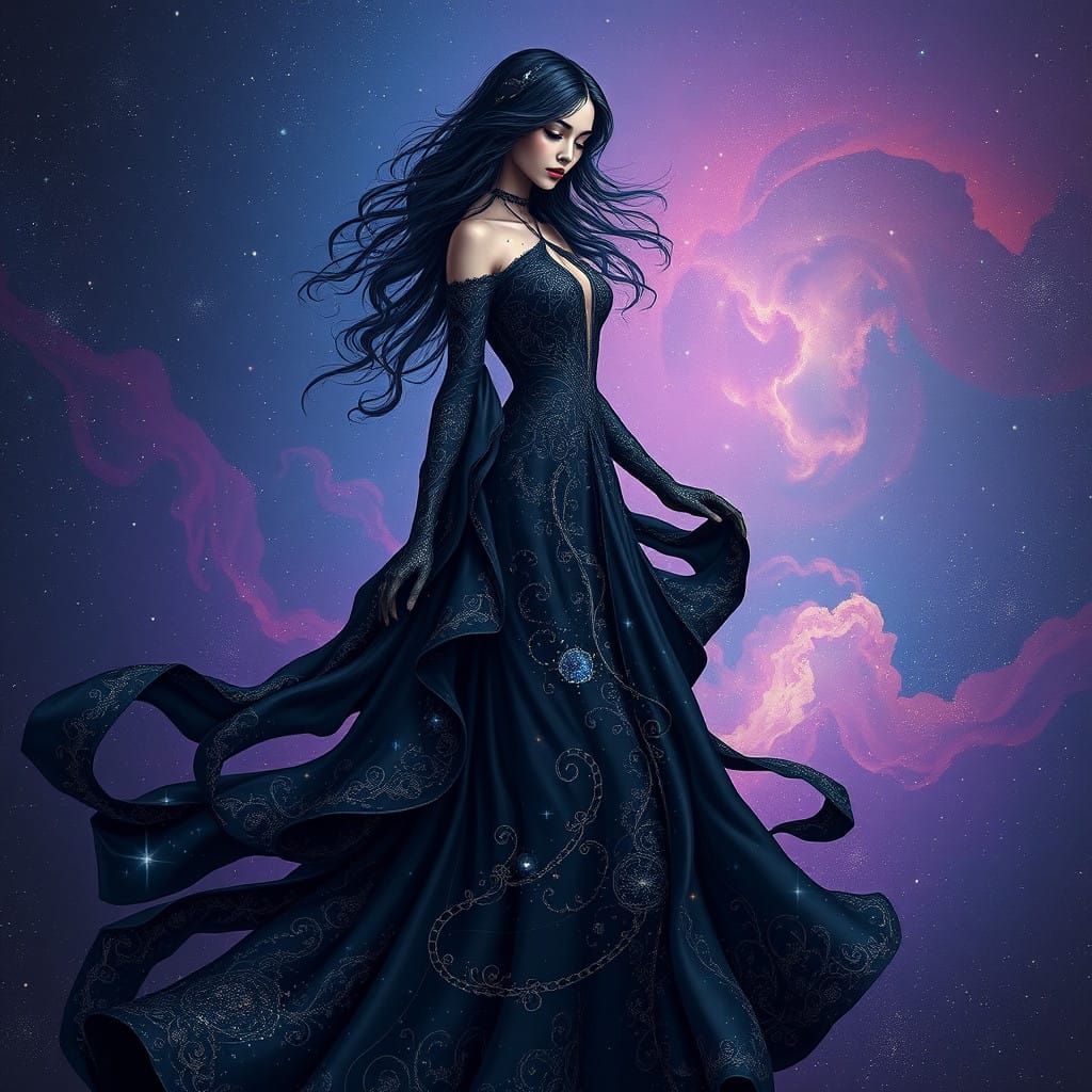 Cosmic Goddess in Stellar Fabric
