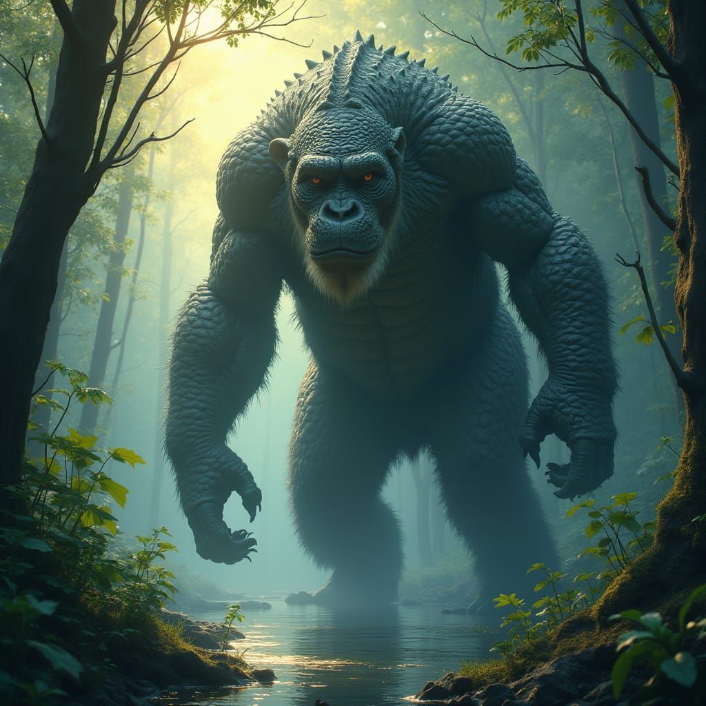 Mystical Swamp Ape-Alligator in Fantasy Art Style