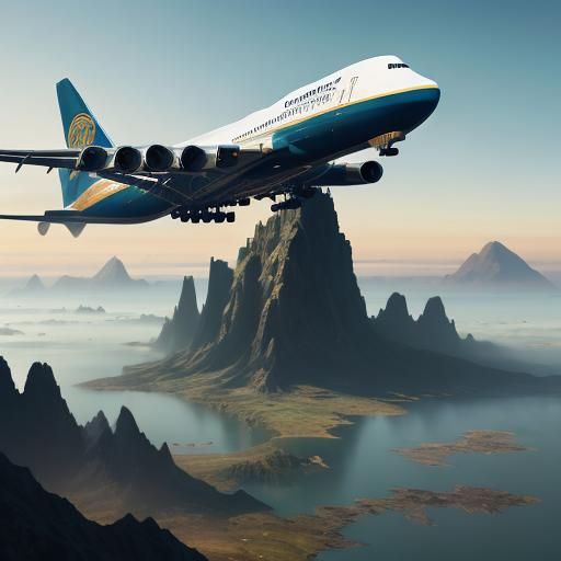 747 Landing: Detailed Matte Painting in Deep Color