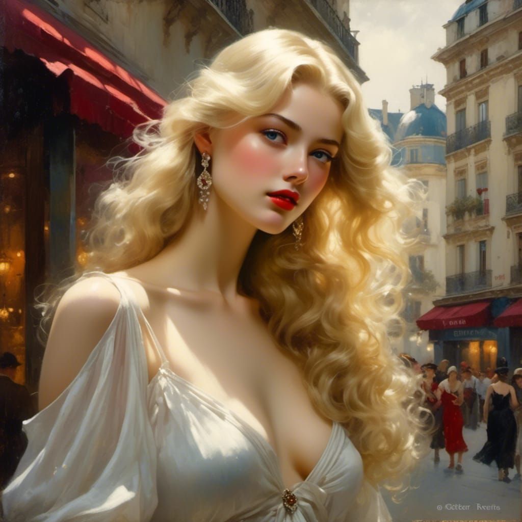 Elegant 1930s Italian Woman in Paris, Gothic Portrait