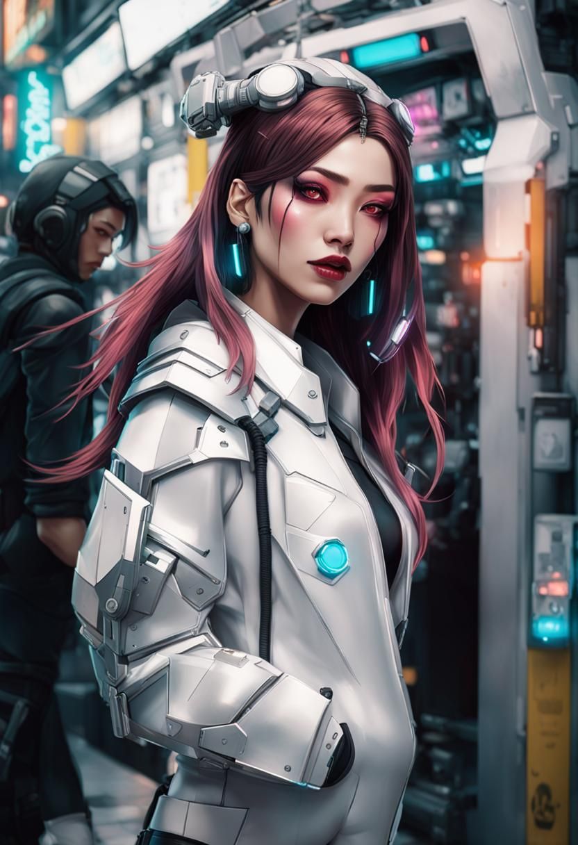 Dark Cyberpunk Sci-fi Scene: "Metal Lady"