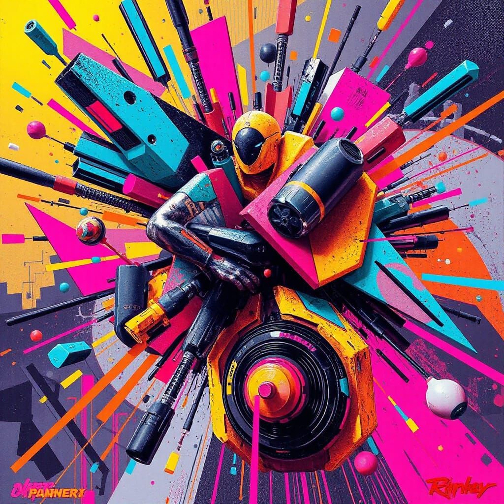 Cyberpunk Explosion of Geometric Colors