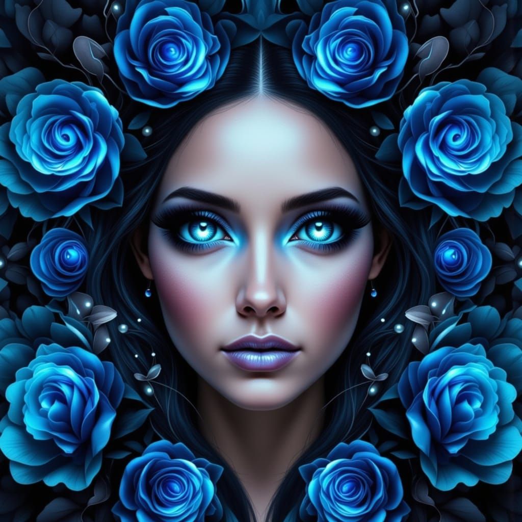 Symmetrical Rose Portrait in Futuristic Style