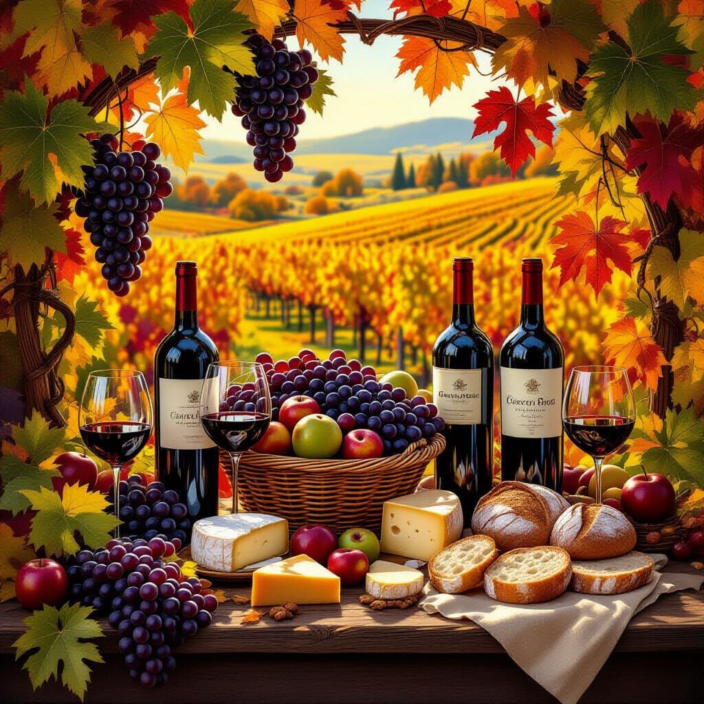 Napa Winery Autumn Harvest Buffet with Vibrant Fall Colors