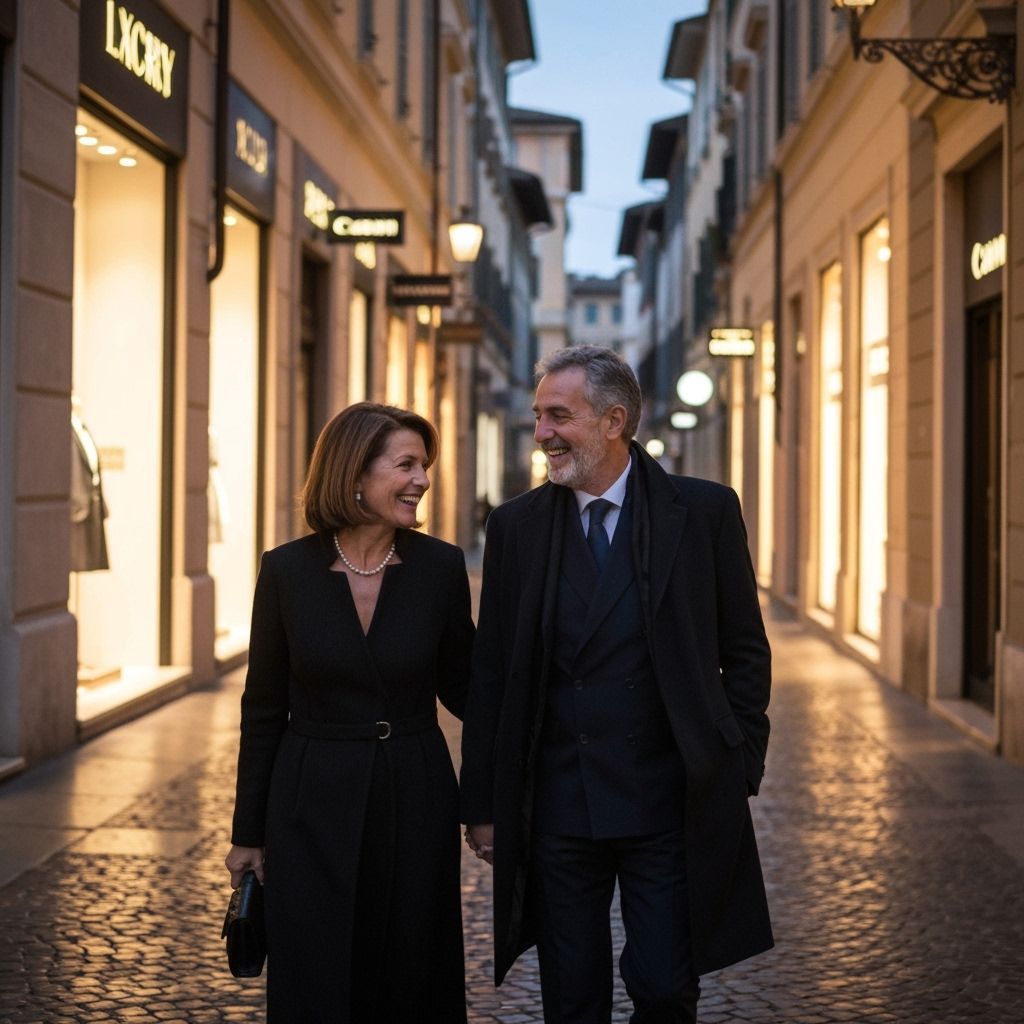 Elegant Italian Couple in Romantic City at Dusk