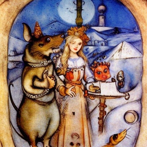 Steampunk Mouse Winter Fantasy in Sci-Fi Fairycore Style