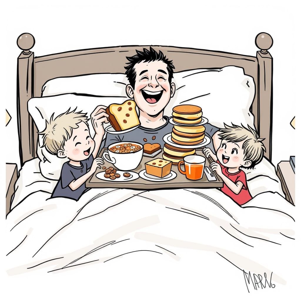 Heartwarming Breakfast Chaos: A Father's Joy